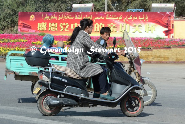 Turpan Motor Traffic, Xinjiang, China, Photographed by Gwendolyn Stewart, c. 2015; All Rights Reserved